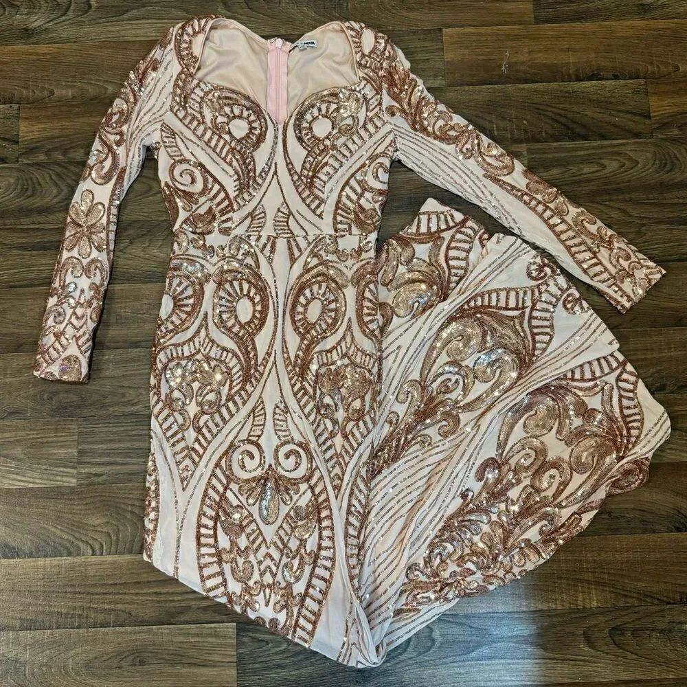 FN Nude Brown Sequin Gown